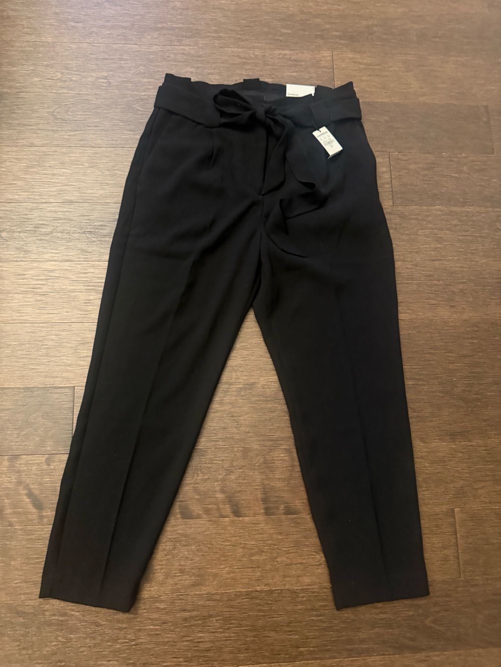 Express Classic Black Women's Tailored Pants with removable tie belt detail